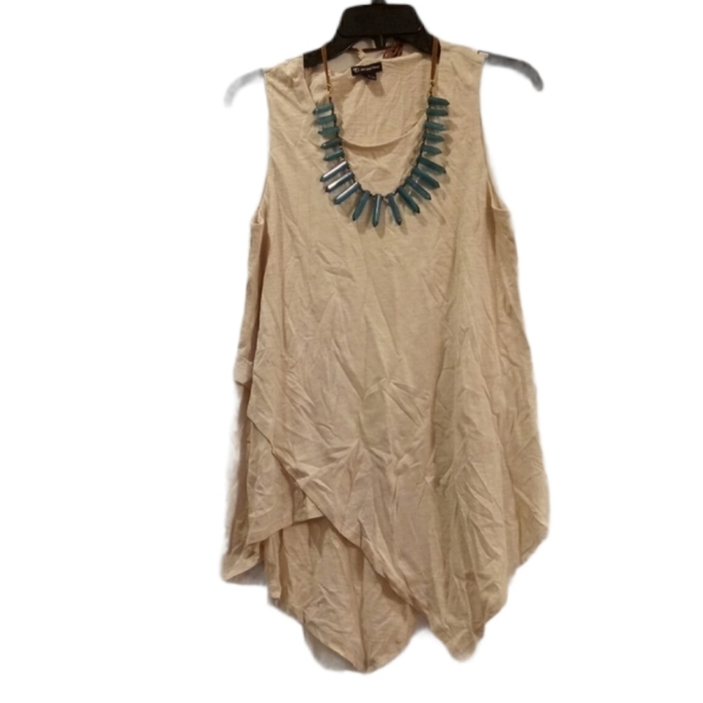 New Directions Sleeveless Asymmetrical Tan Tunic Top 2 Piece Set Women's Size S